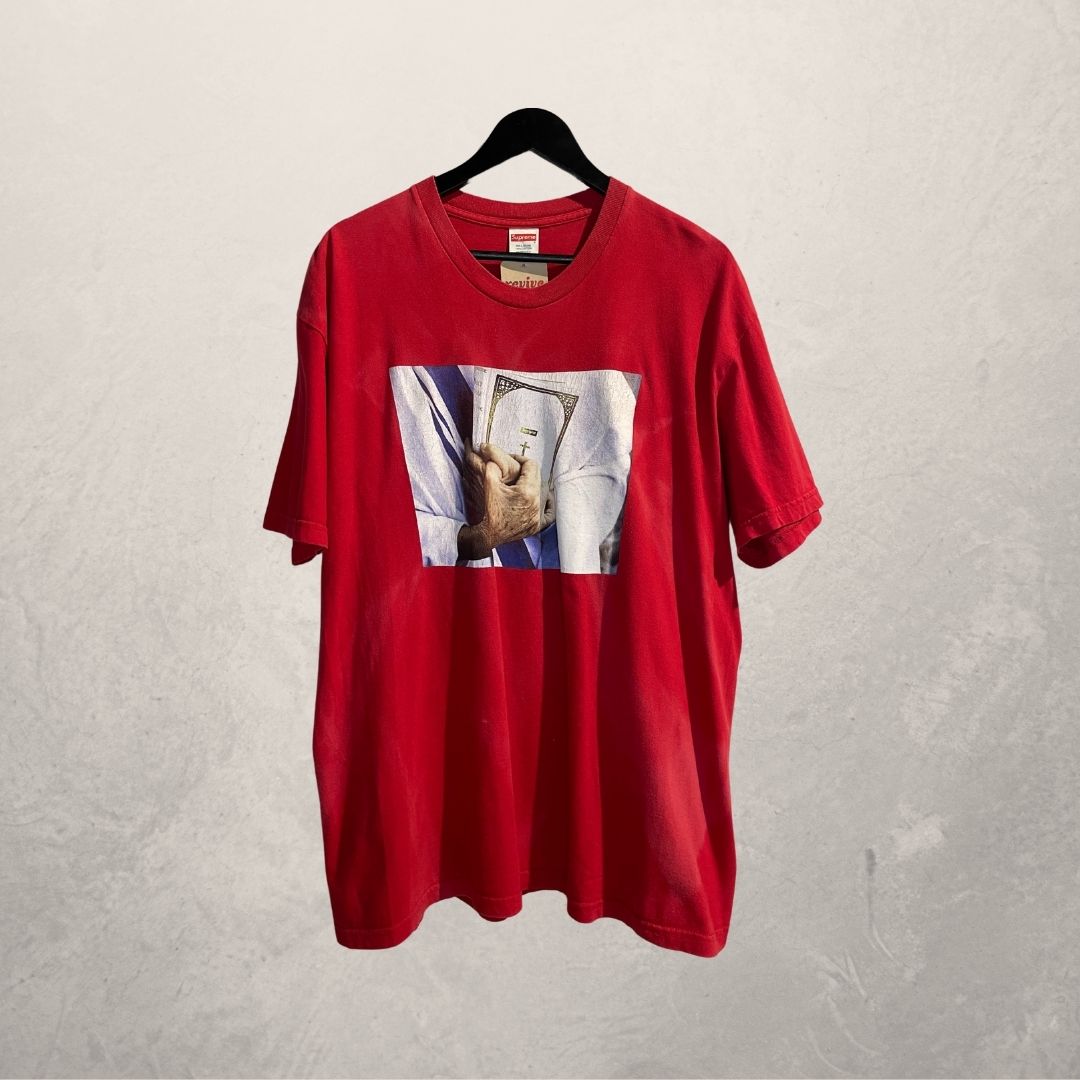 Vintage Supreme red religious graphic t shirt XL