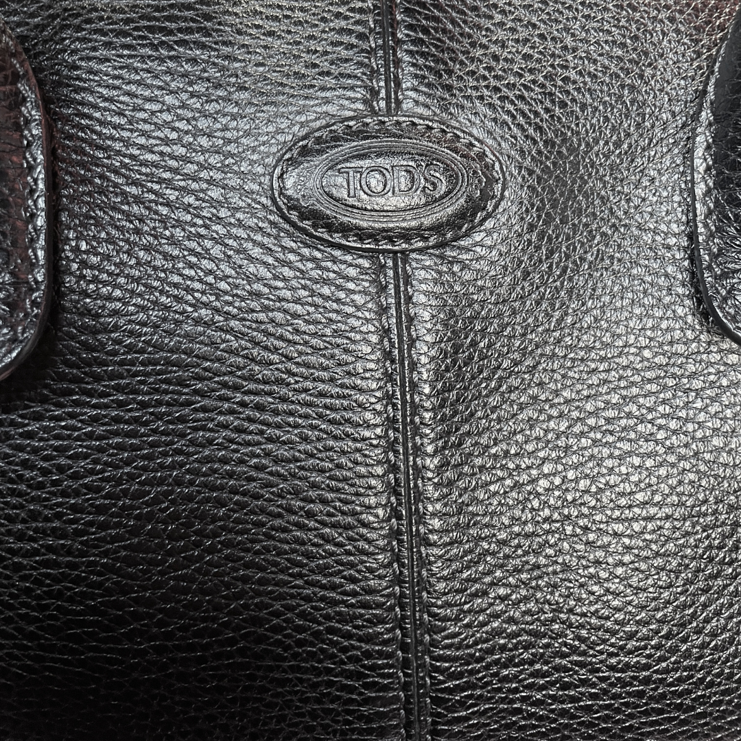 Vintage TODS zwarte kalfsleren schoudertas