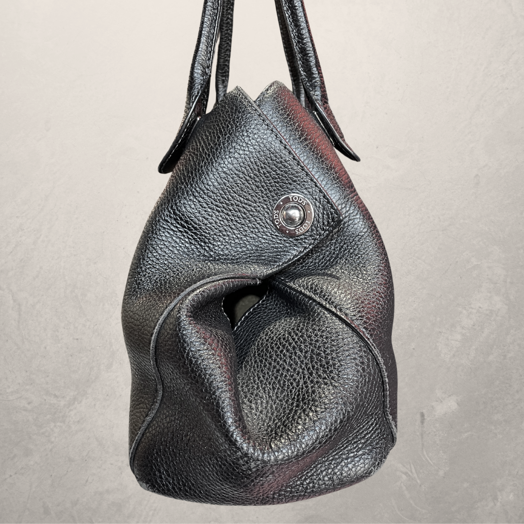 Vintage TODS zwarte kalfsleren schoudertas