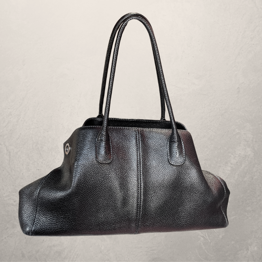 Vintage TODS zwarte kalfsleren schoudertas