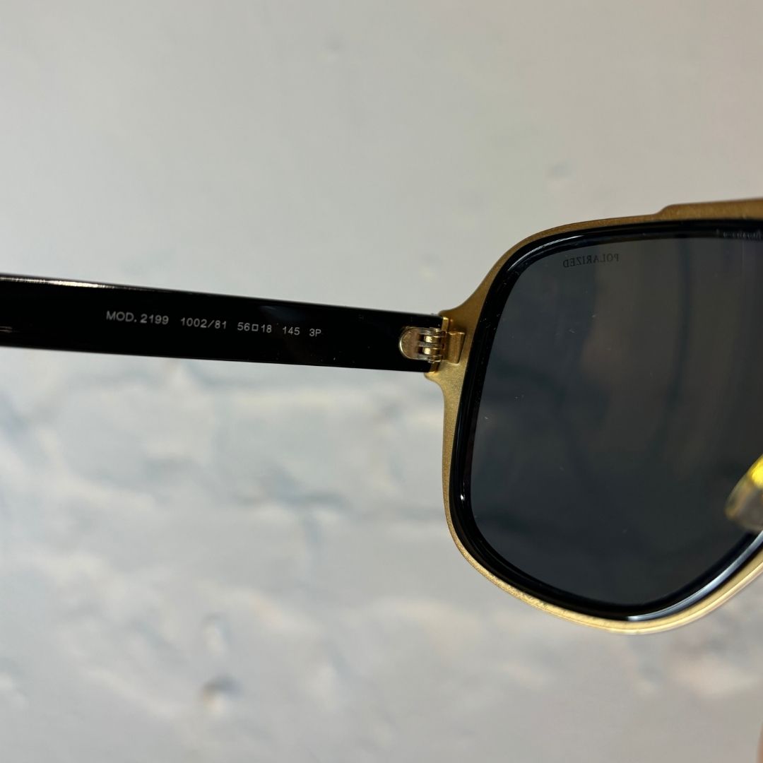 Vintage Versace zwarte/gouden Medusa pilotenzonnebril met etui