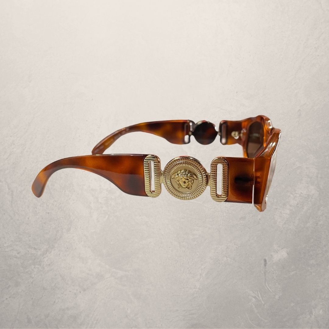 Vintage Versace toirtoise gold medusa sunglasses