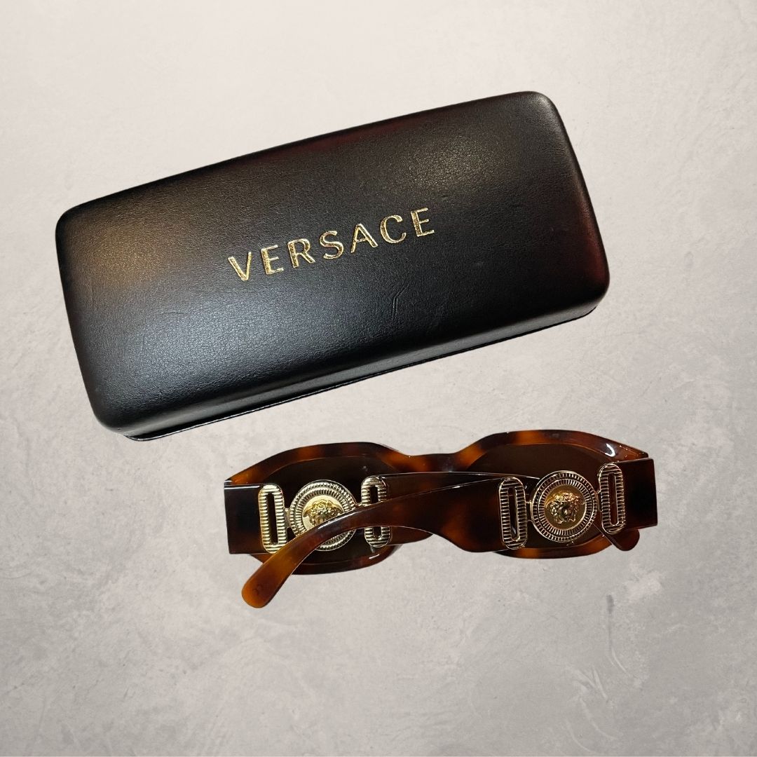 Vintage Versace toirtoise gold medusa sunglasses