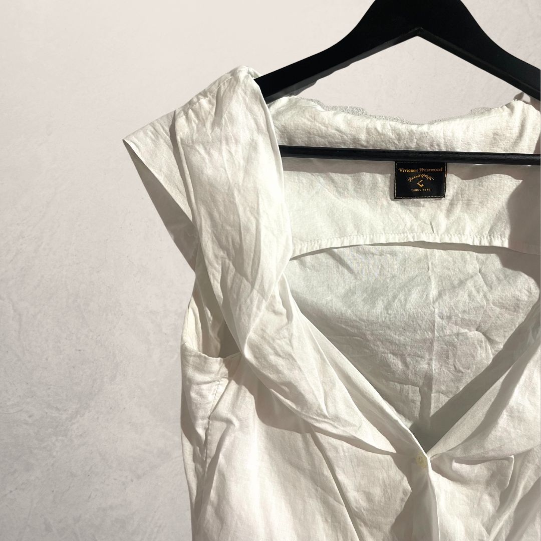 Vintage Vivienne Westwood white linen ruffle corset blouse M/L