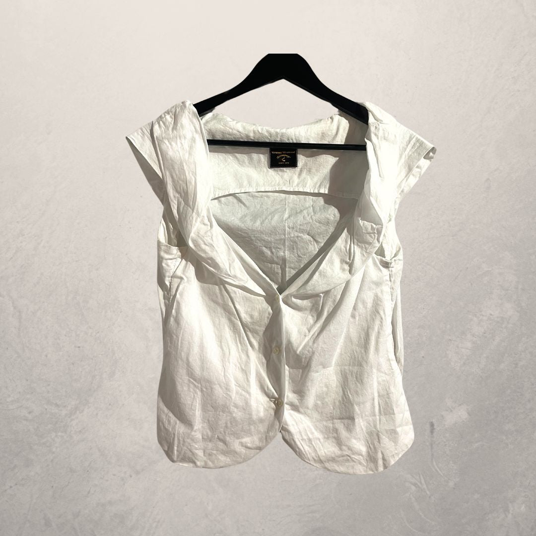 Vintage Vivienne Westwood white linen ruffle corset blouse M/L
