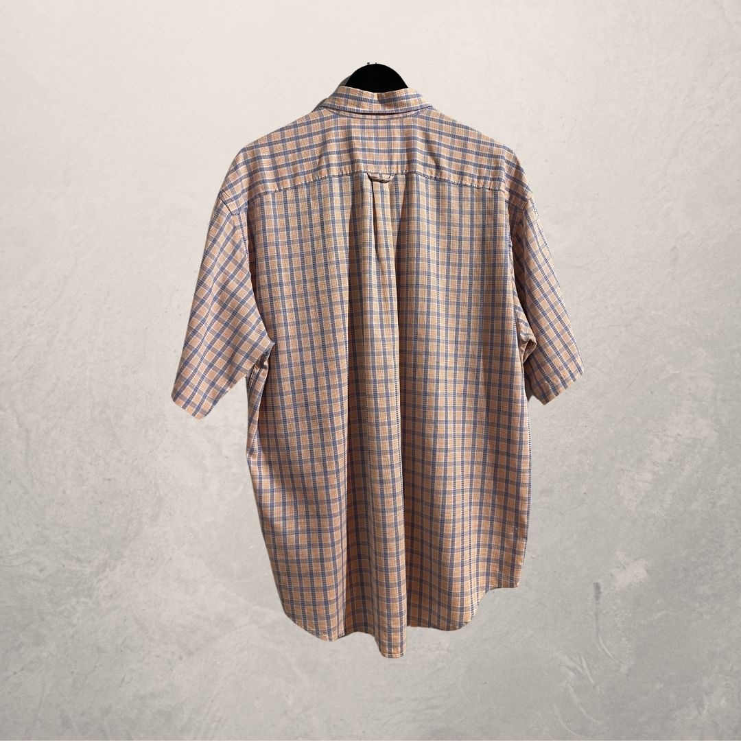 Vintage YSL oranje en blauw gestreept katoenen shirt L