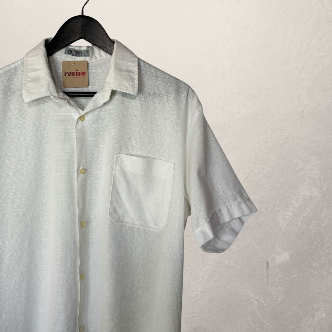 Vintage white cotton shortsleeved shirt S