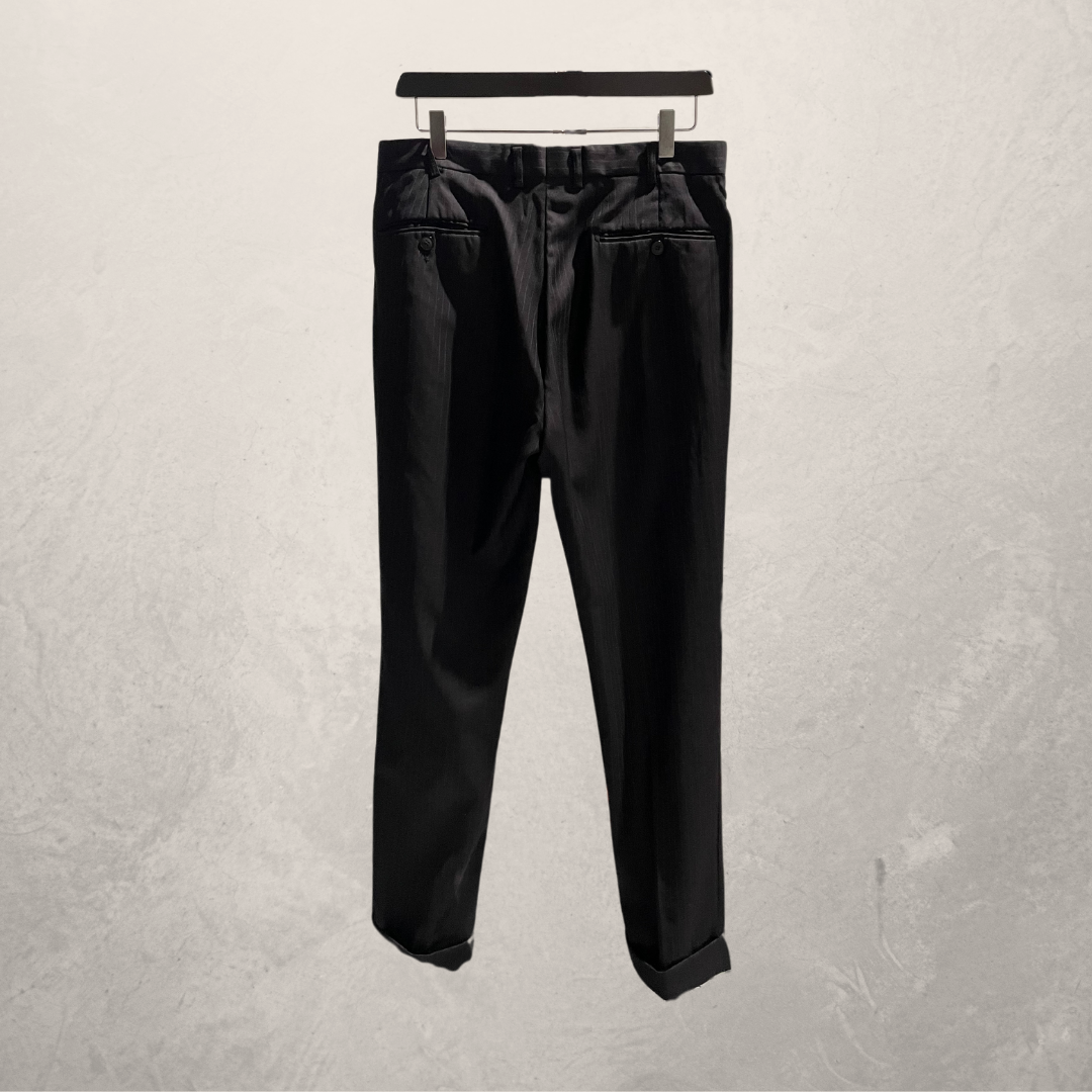 Vintage black blue stripe trousers 33