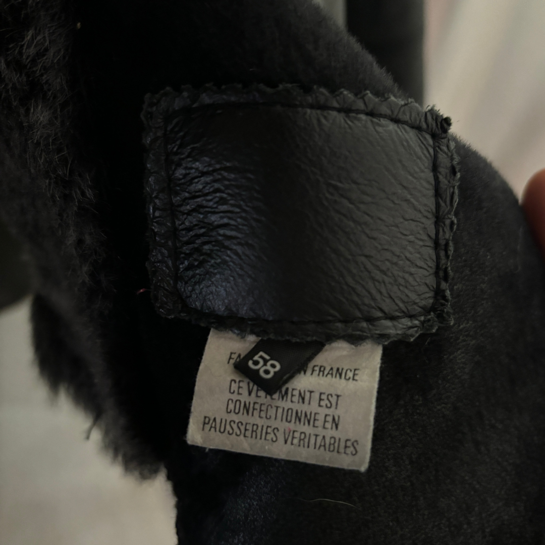 Vintage zwarte suède gevoerde lange jas XL