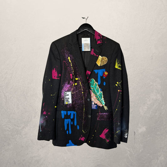 Vintage black "sunset" painted blazer OS- by MARRART
