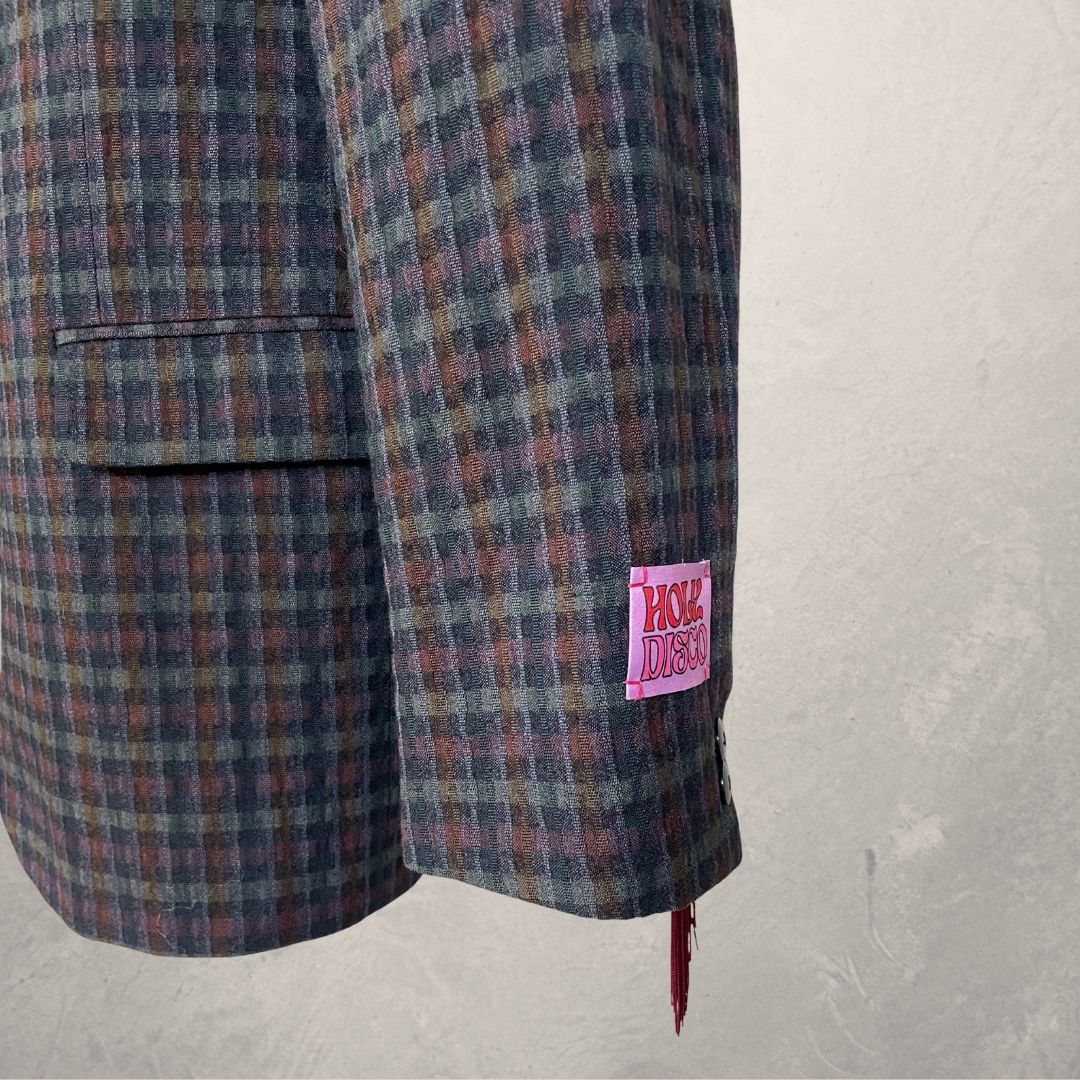 Vintage blauw/bordeaux franje blazer OS- By Holy Disco