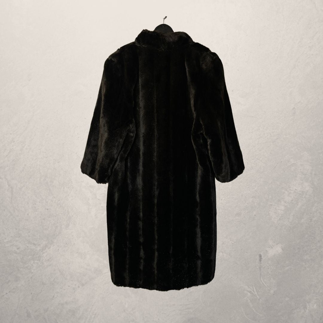 Vintage donkerbruine imitatiebontjas L