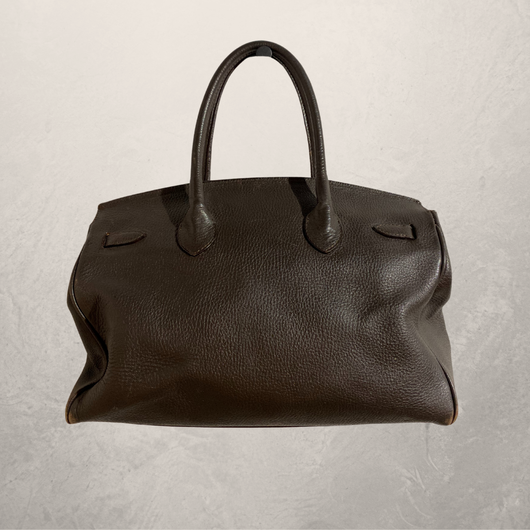 Vintage leather cowhide detail hermes style handbag