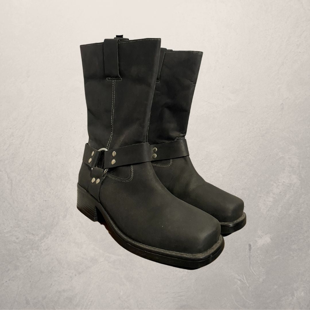 Vintage zwart leren motorlaarzen 42