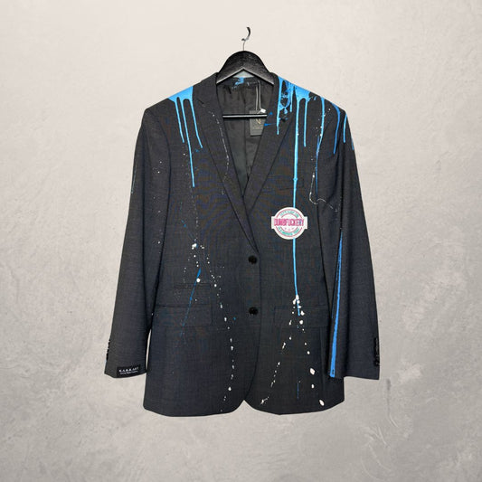 Vintage "not your milkmaid" gray painted blazer - by MARRART