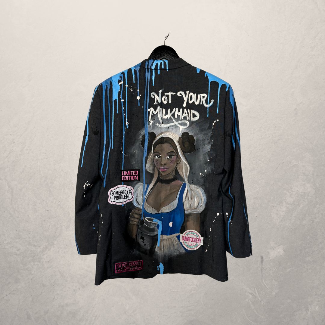 Vintage "not your milkmaid" grijs geverfde blazer - van MARRART