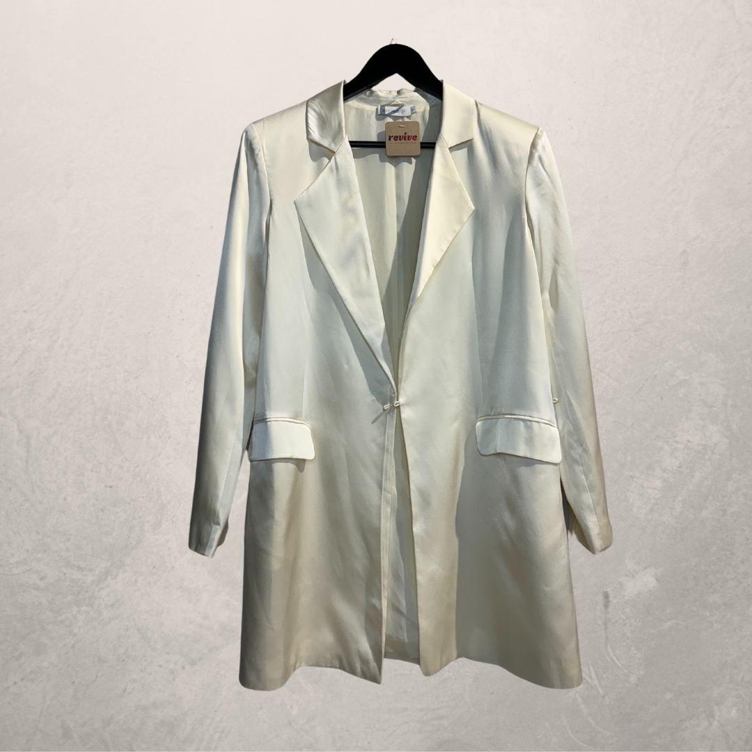 Vintage off-white zijden blazer S