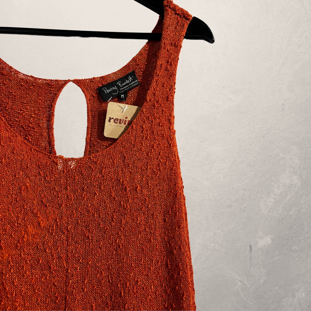 Vintage oranje gebreide jurk L