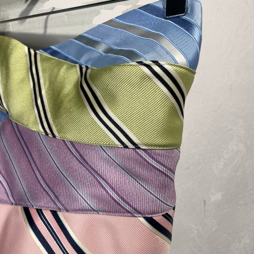 Vintage pastel strepen ZIJDEN Bandeau strik top OS- By WNDYdesign