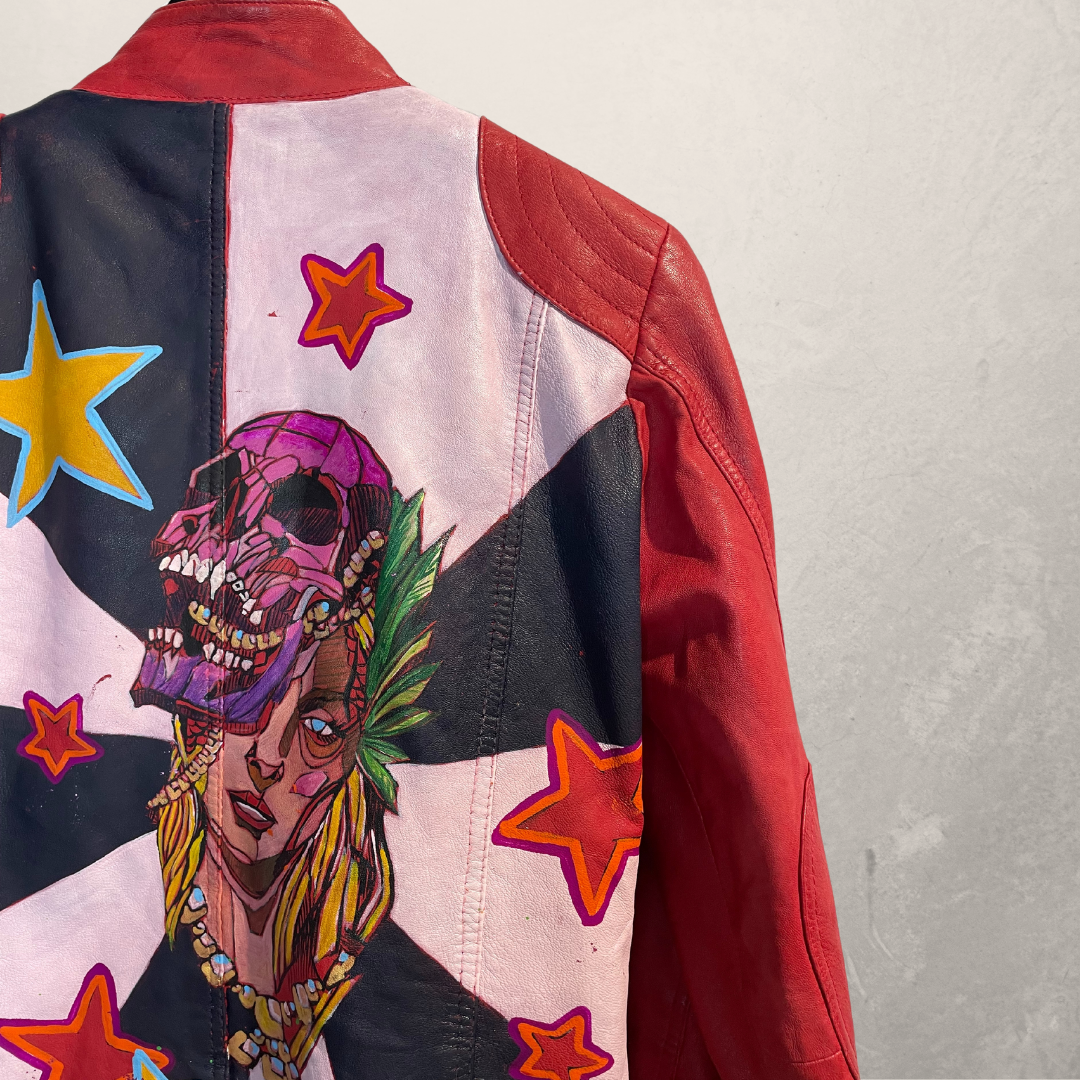 Vintage rode leren cropped jas S- van @Marrart