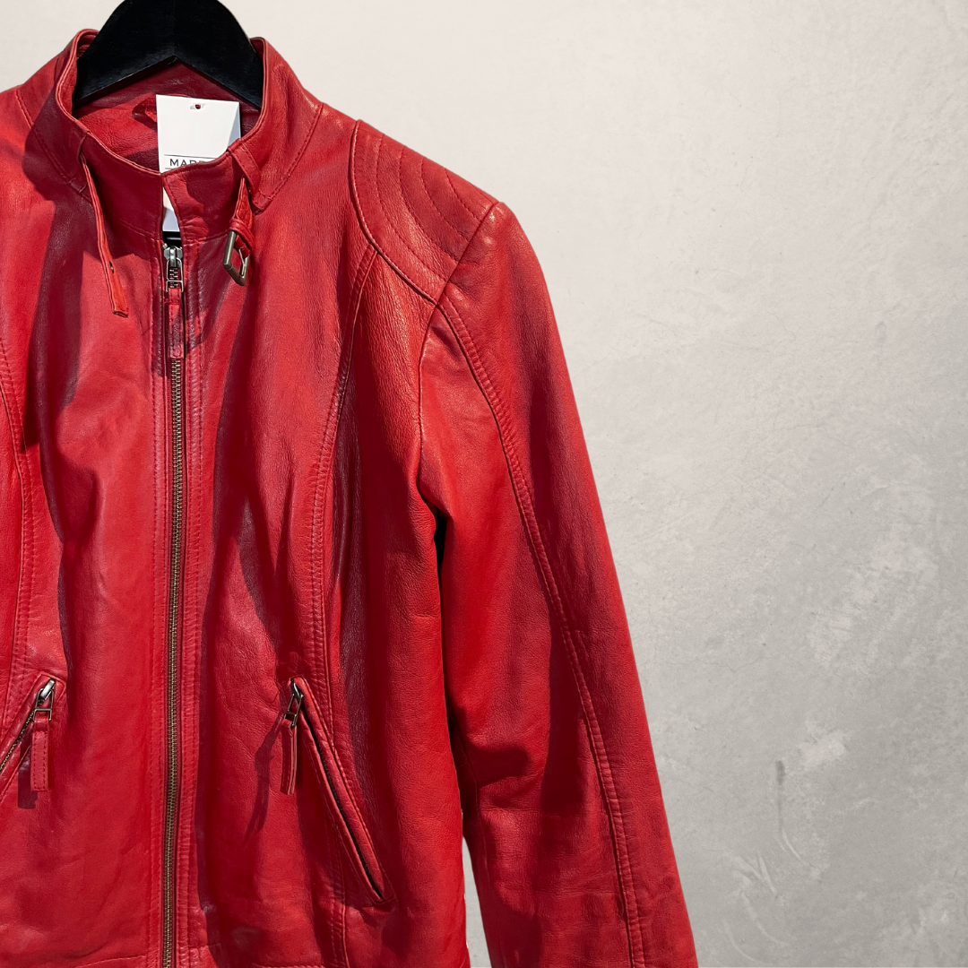 Vintage rode leren cropped jas S- van @Marrart