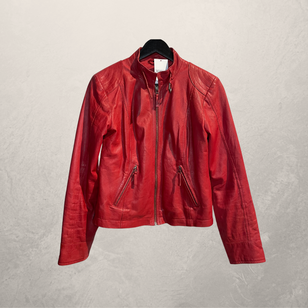 Vintage rode leren cropped jas S- van @Marrart