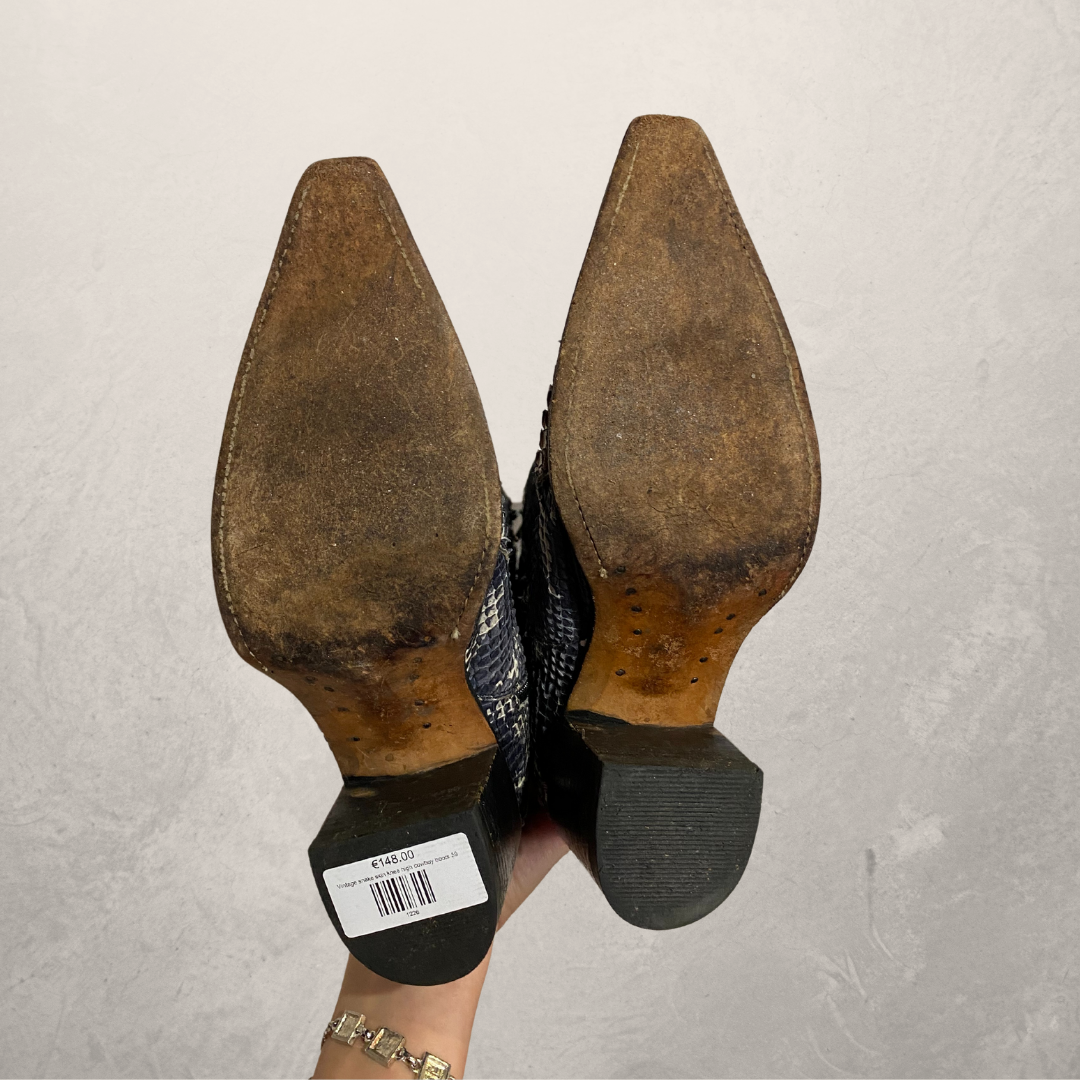 Vintage slangenhuid kniehoge cowboylaarzen 39