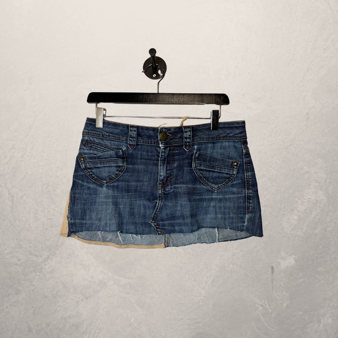 Von Dutch blue denim upcycled skirt OS- By WNDYdesign