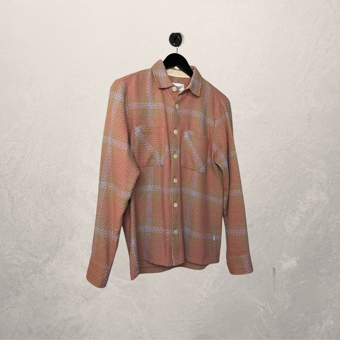 Wax londen zalm en blauw 100% katoenen flanel S
