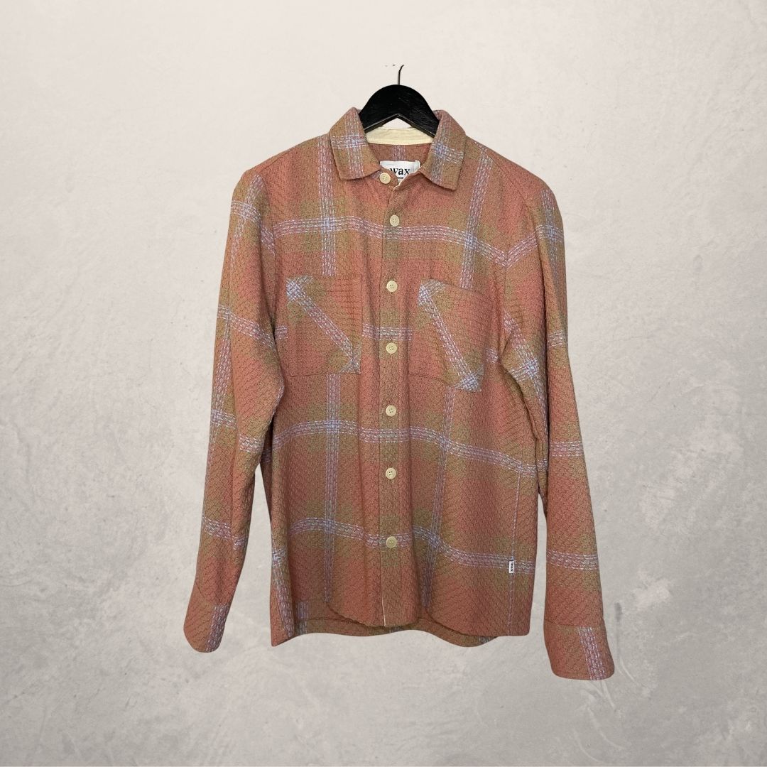 Wax londen zalm en blauw 100% katoenen flanel S