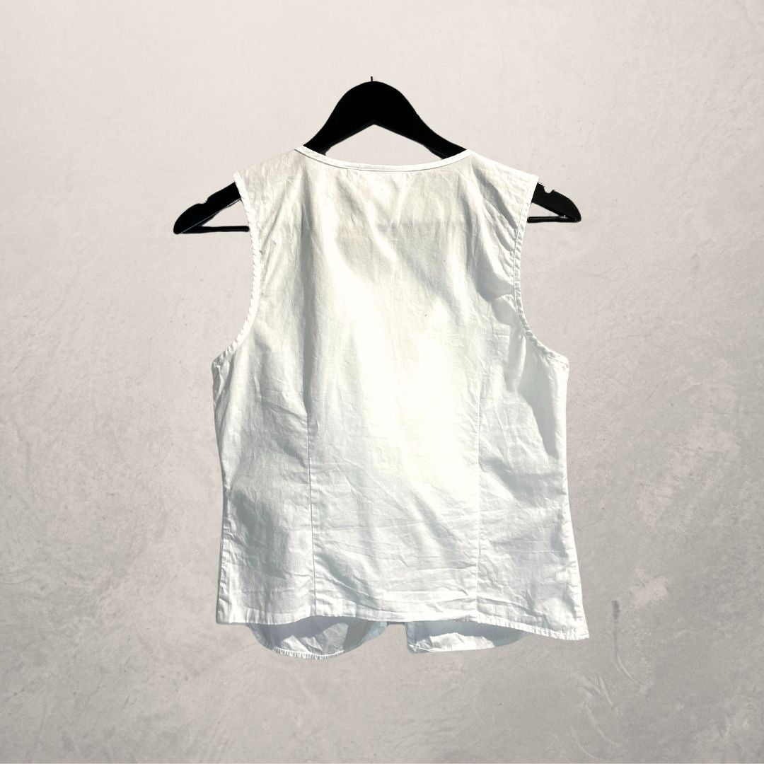 Weekday white linen-like tie blouse S