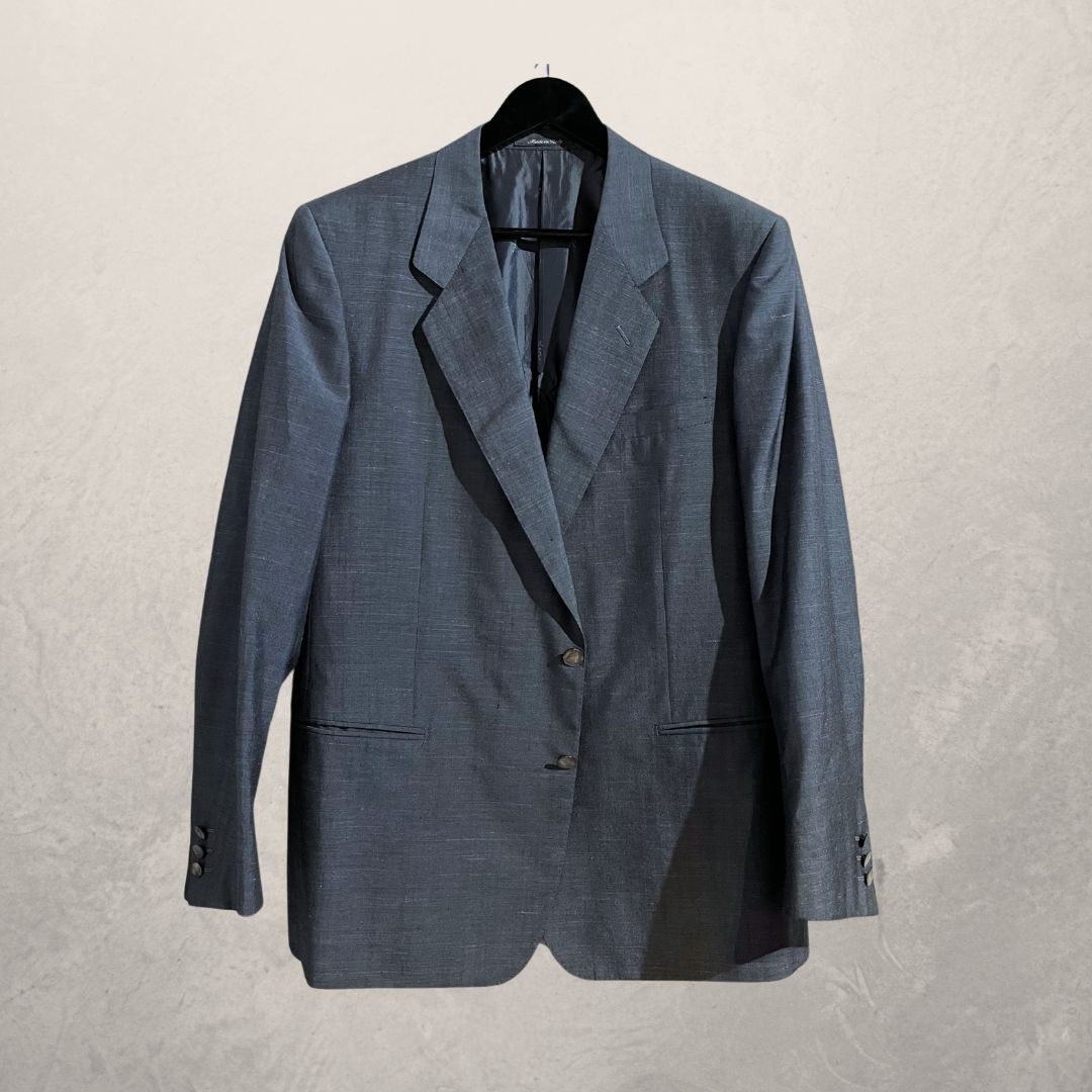 YSL grijs glanzend parelmoer logo knopen blazer 54