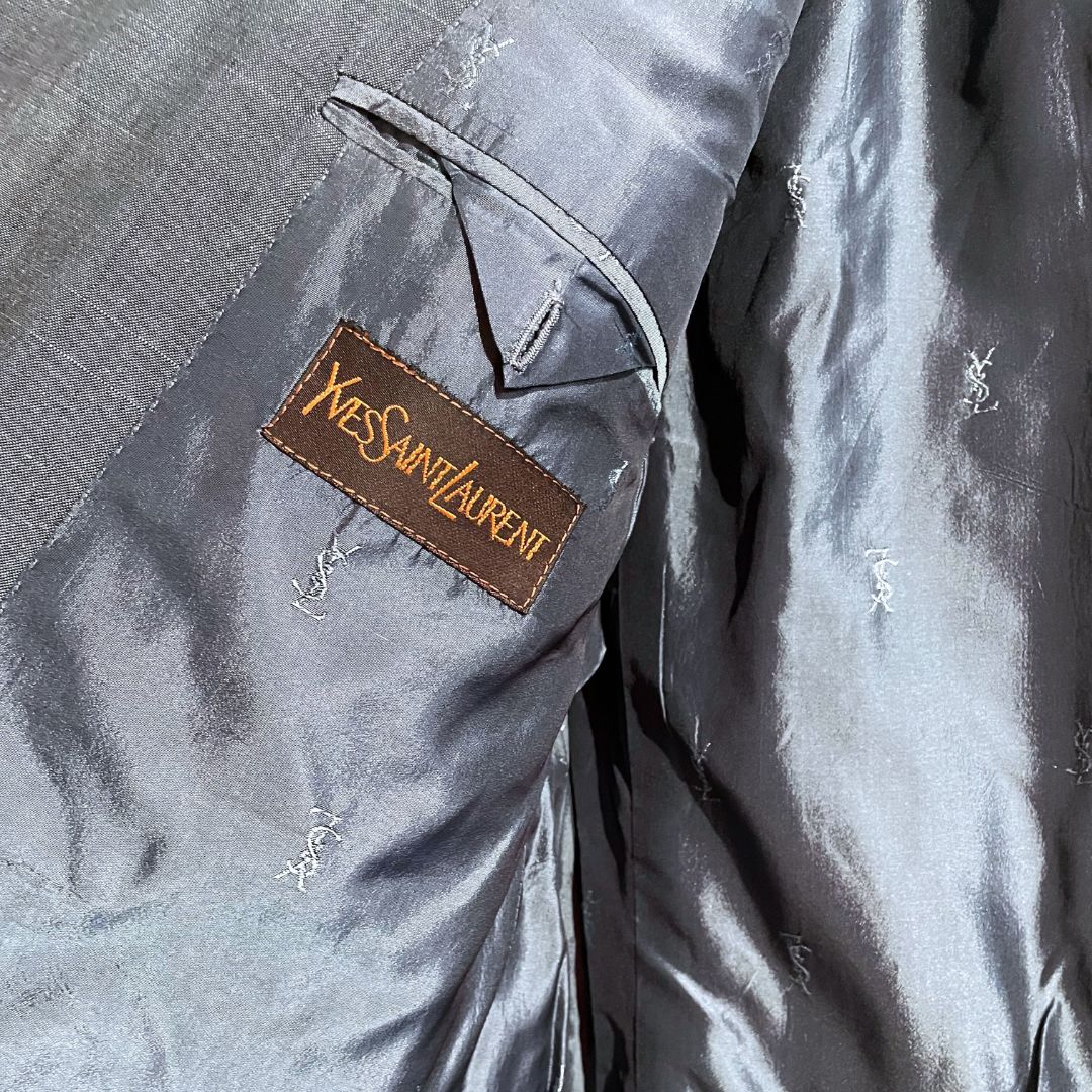 YSL grijs glanzend parelmoer logo knopen blazer 54