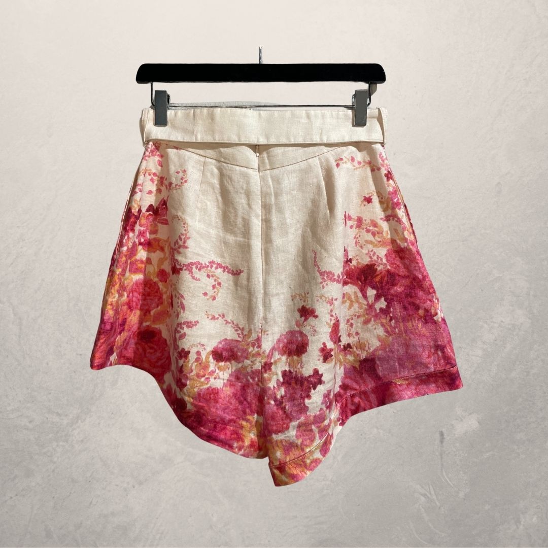 Zimmermann pink floral linen/silk set XS