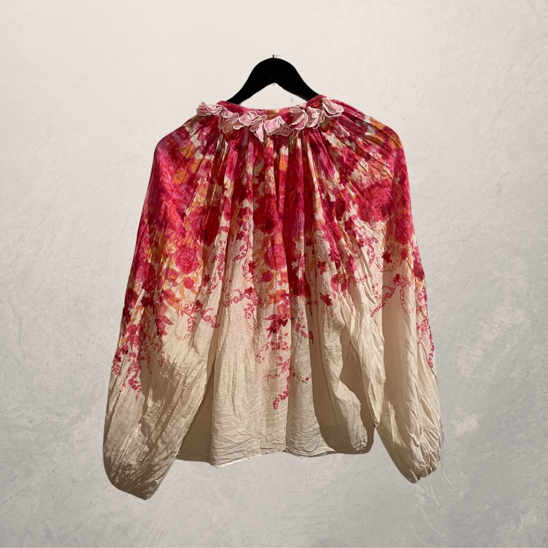 Zimmermann pink floral linen/silk set XS