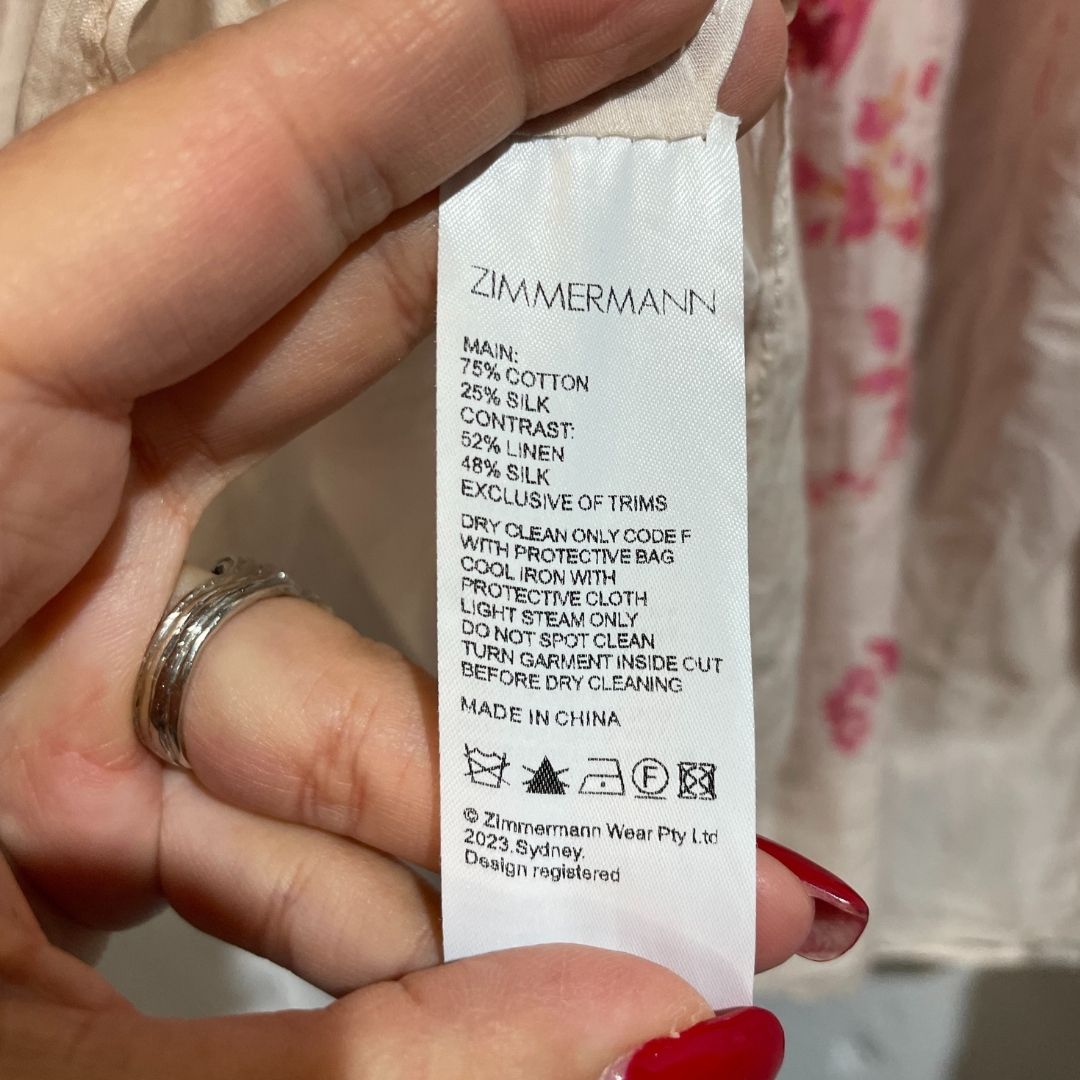 Zimmermann pink floral linen/silk set XS