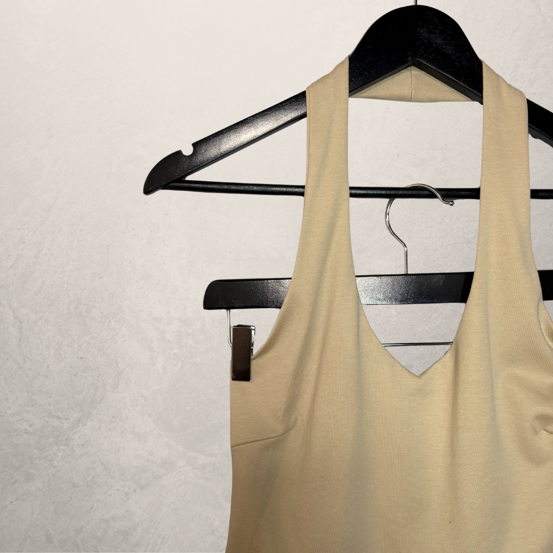 Zina halterneck 100% cotton beige S - by SESE