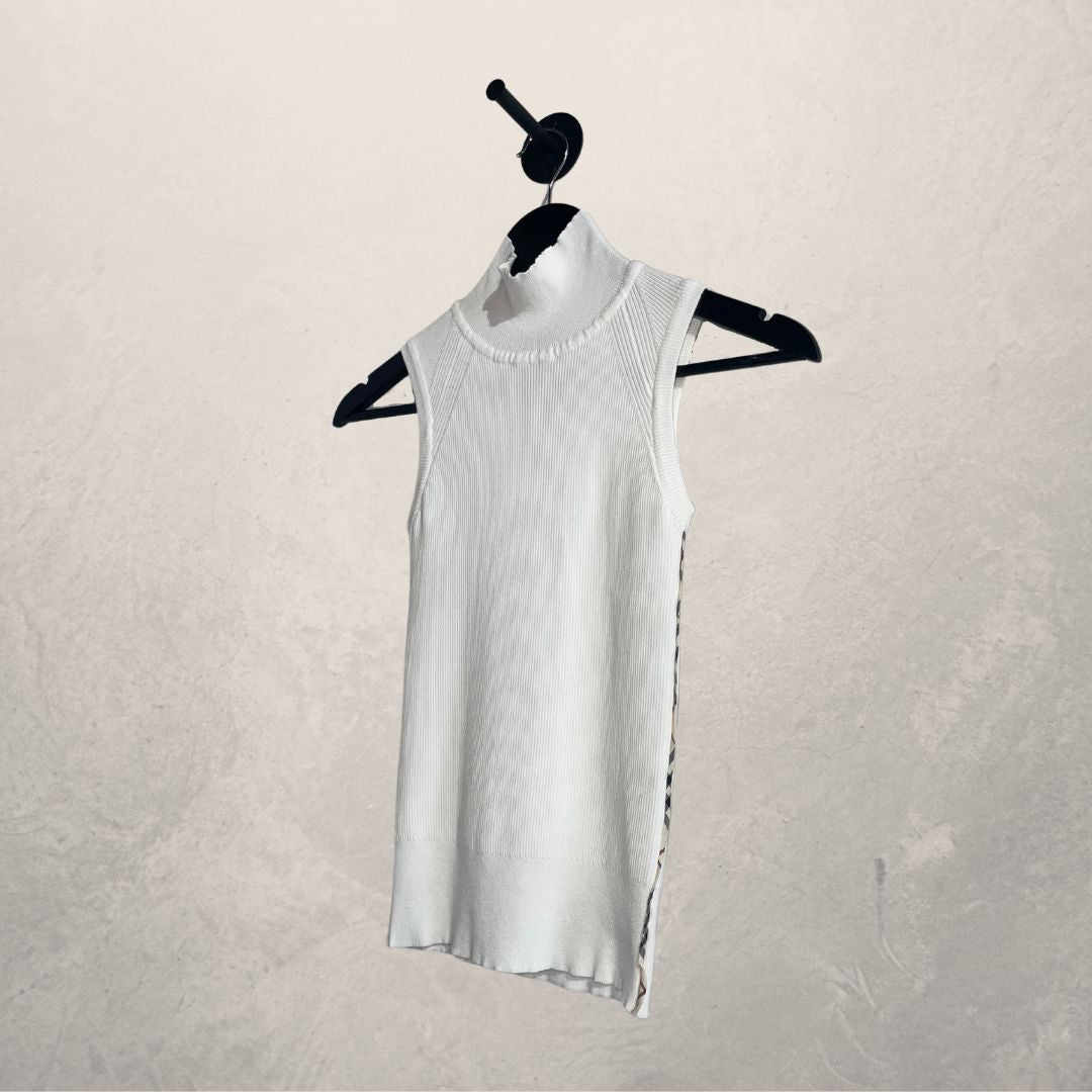 VINTAGE BURBERRY witte mouwloze top S