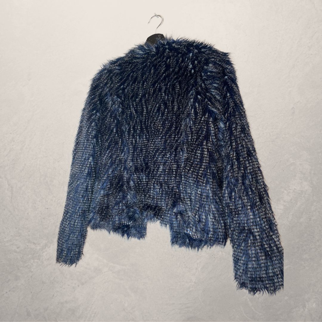 IBANA black fleck faux fur cropped coat SIZE MEDIUM
