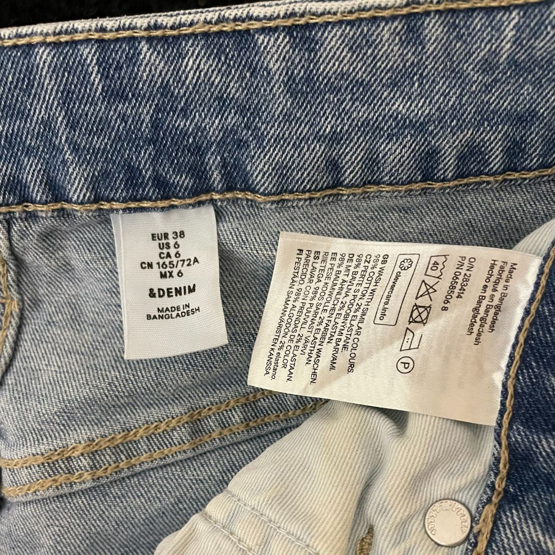 H&M lichtblauwe wassing knielange denim rok maat 38