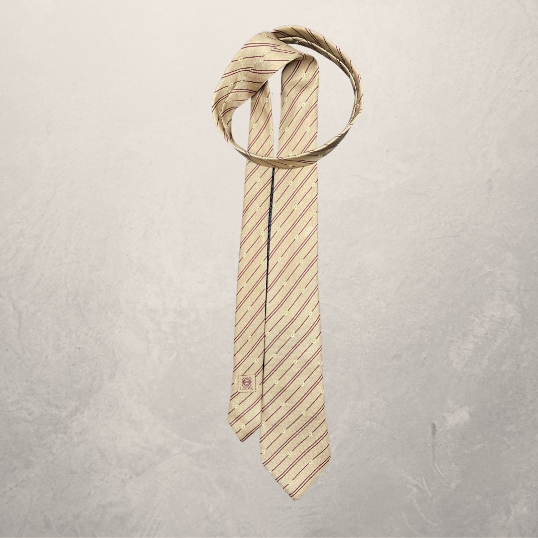 Vintage Loewe beige stripped tie
