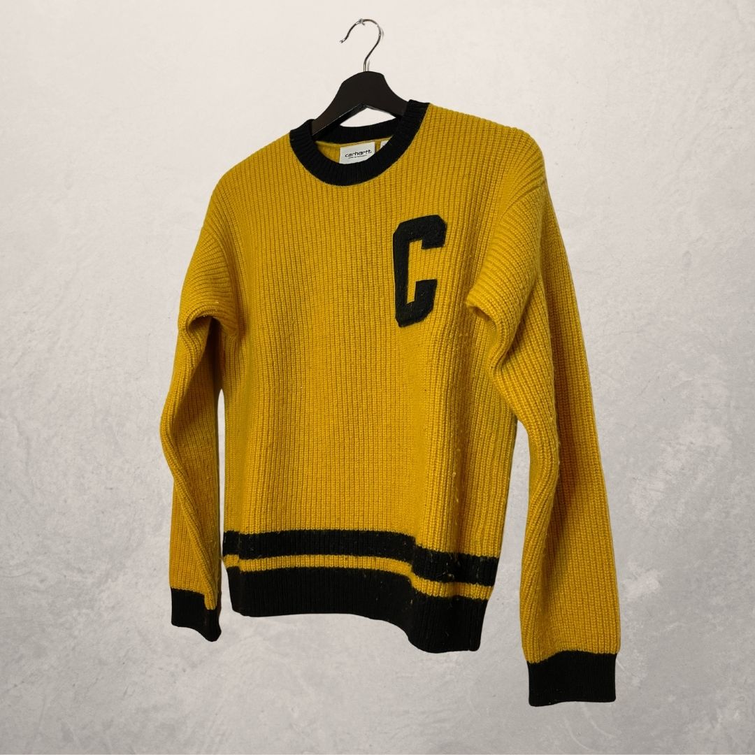 CARHARTT WIP mosterd collegiale gebreide trui MAAT XS
