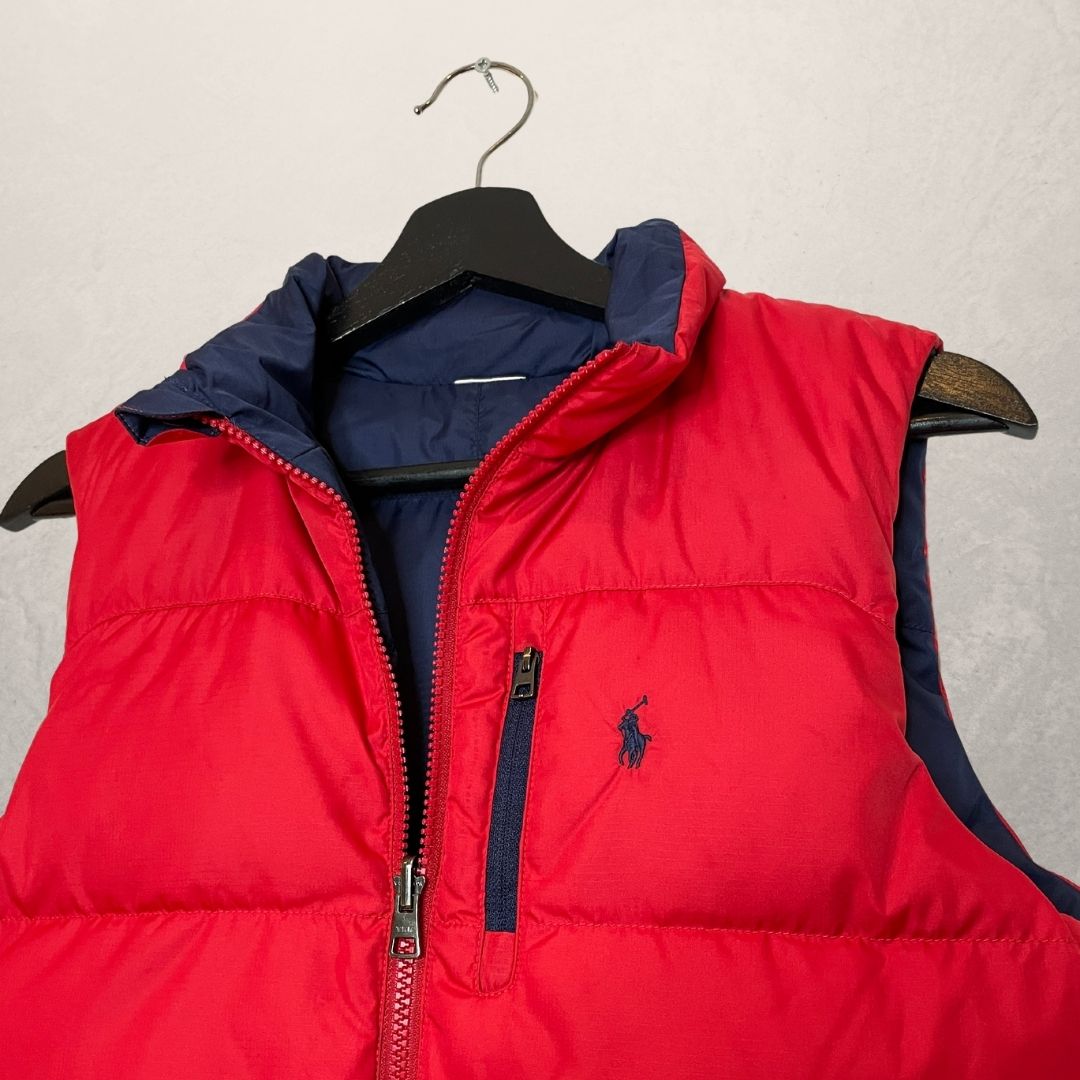 VINTAGE RALPH LAUREN down feather reversible puffer polo vest SIZE XS