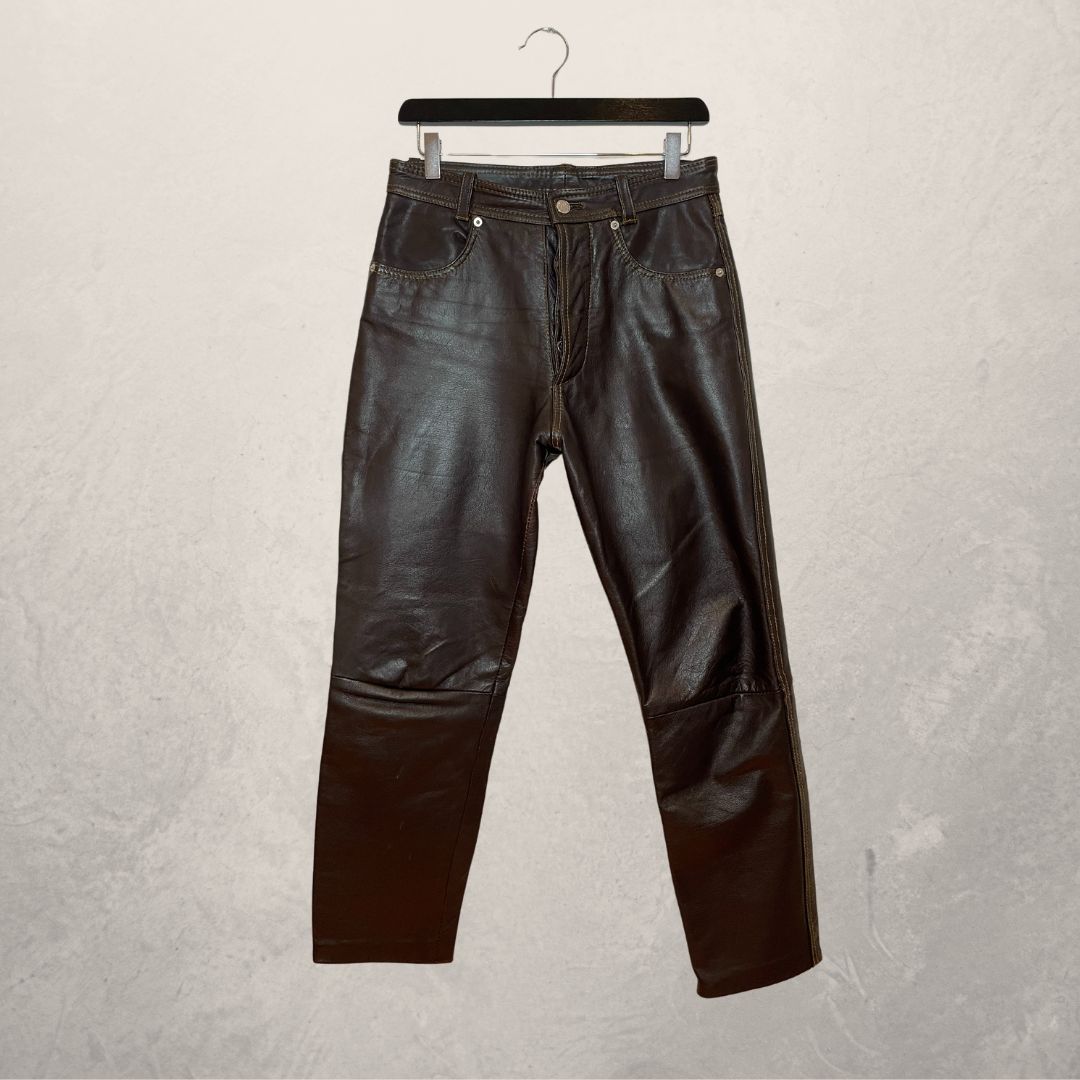 VINTAGE chocolate brown leather pants SIZE 38