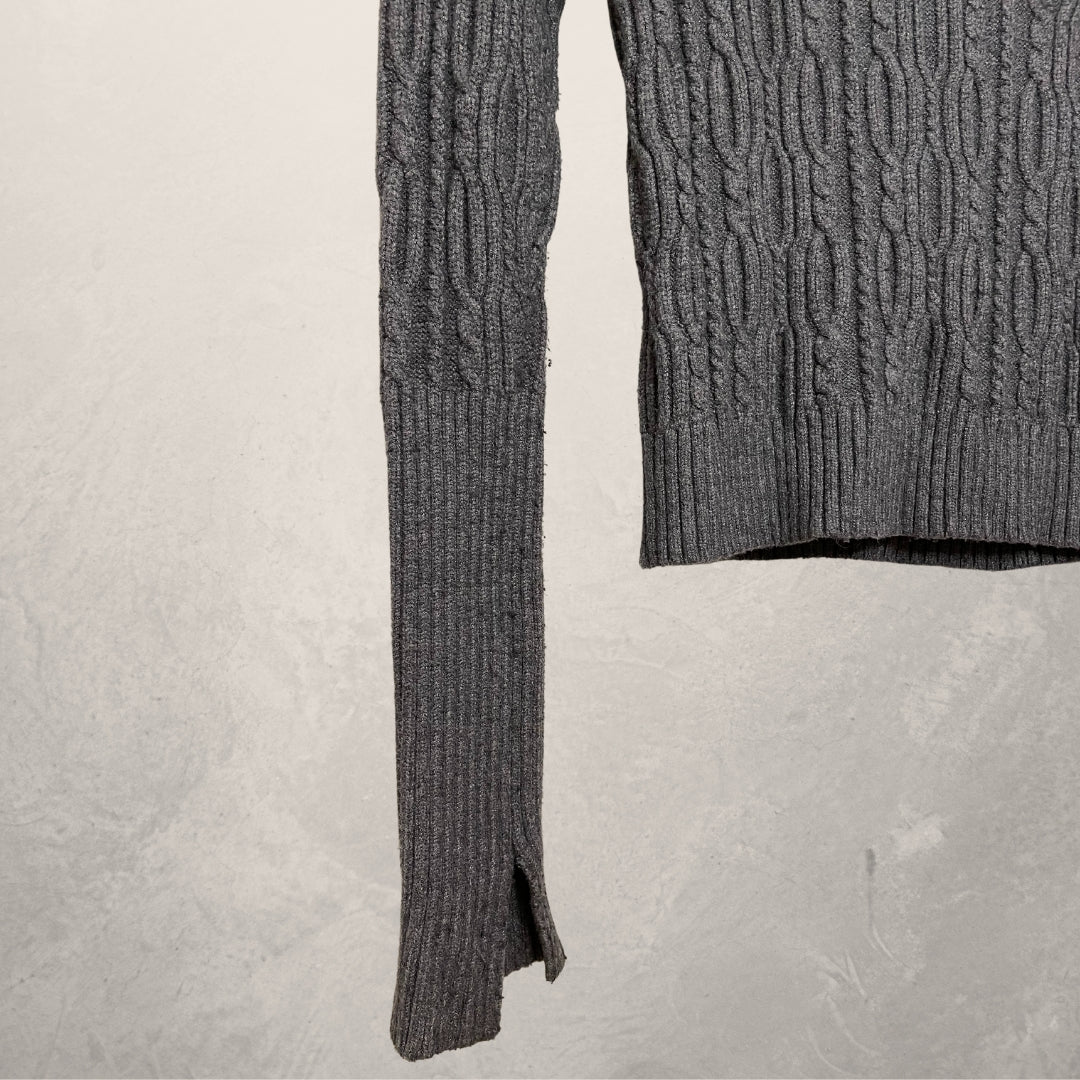 ZARA grijze gebreide top met col MAAT SMALL