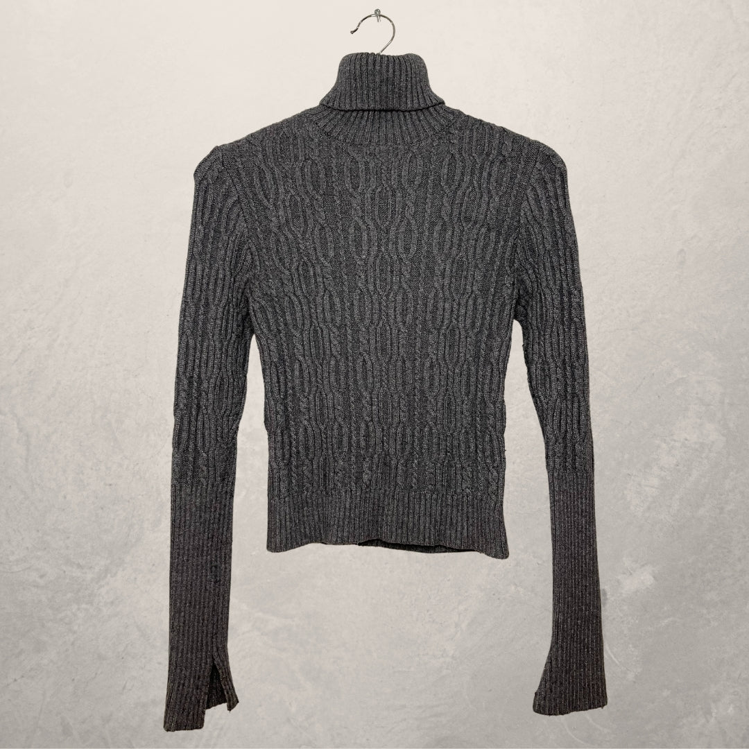 ZARA grijze gebreide top met col MAAT SMALL
