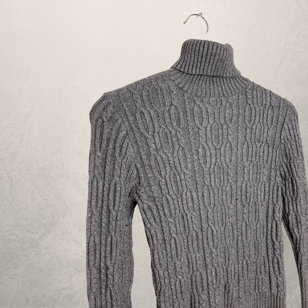 ZARA grijze gebreide top met col MAAT SMALL
