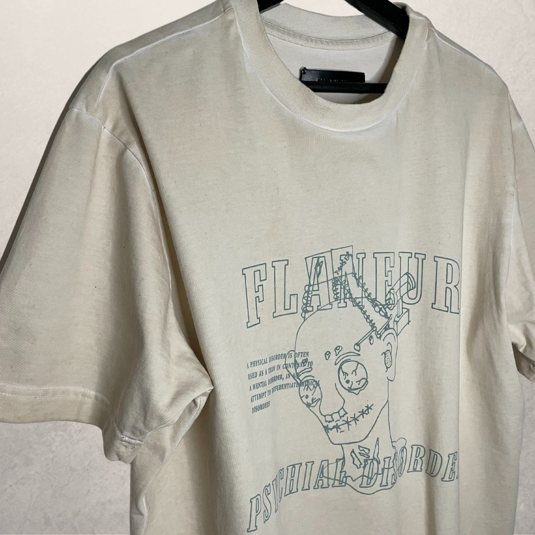 FLANEUR beige grafisch t-shirt MAAT XL