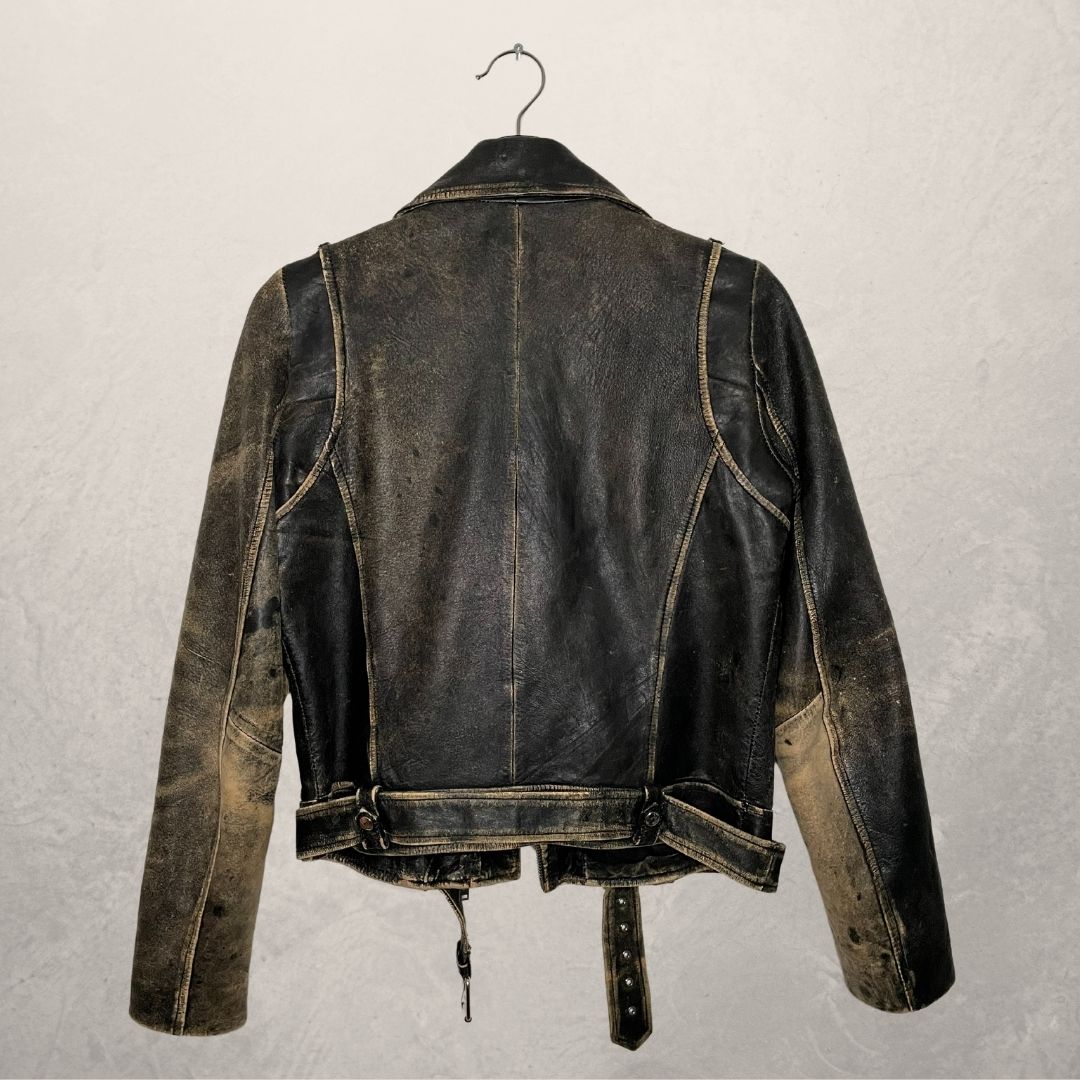 FERAUD PARIS chocolade vervaagd leren jack MAAT MEDIUM