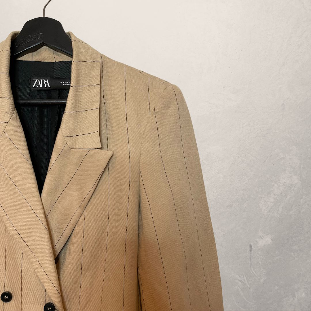 ZARA taupe oversized gestreepte blazer MAAT SMALL